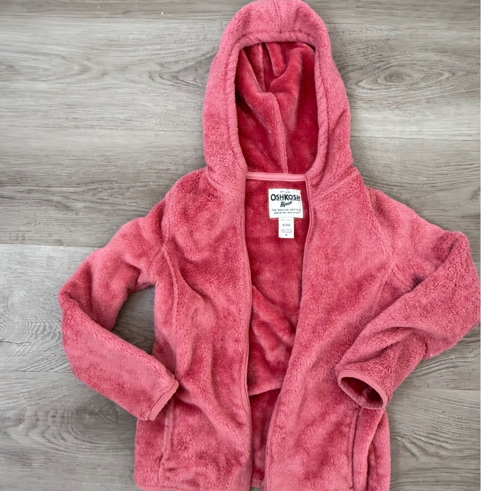 OshKosh Bgosh Girls Pink High Pile Fleece Full Zip Hoodie Size 8/8A